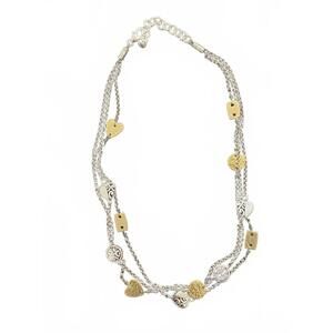 Brighton 3 Chain Heart Two Tone Necklace